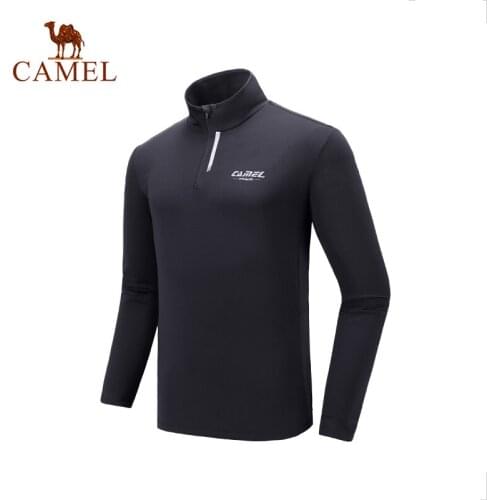 CAMEL Official Mens Long Sleeve Shirt Men Autumn Cool Fashion Sport Quick-drying Stand-up Collar Fitness Tops Leisure Shirts