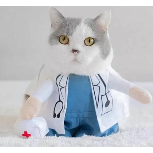 Pet Halloween Costume Dog Cat Doctor Costume Pet Doctor Clothing Cosplay Outfit Uniform Cat And Dog Party Transformation Suit