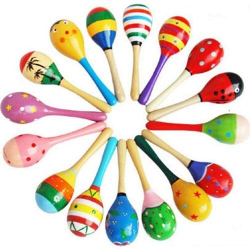 Multicolor Wooden Maracas Early Childhood Education Rattles Toy Musical Instruments for Infant