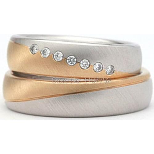 Luxury custom made gold colour classic Vintage Style Engagement wedding bands Rings sets for anniversary