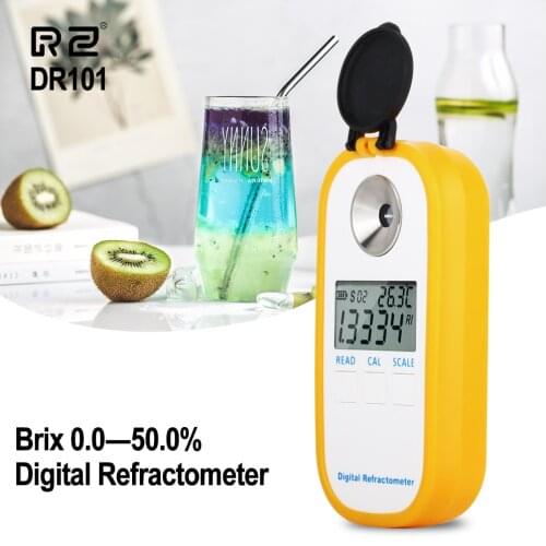 RZ Digital Refractometer LCD Display 0.0~50.0% Brxi Portable Handheld Sugar Meter Fruit Juice Auto Refractometer DR101