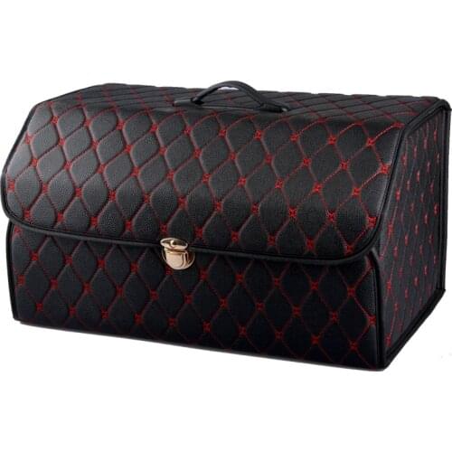 Car Trunk Organizer Box Storage Bag Auto SUV Trunk Bag PU Leather Folding Large Cargo Storage Stowing Tidying Car Accessories