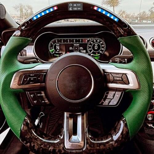 100% Real Forging Carbon Fiber LED Car Steering Wheel For Ford Mustang Bullitt
