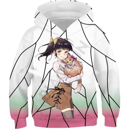 Hot Japanese Anime Demon Slayer Boys Sweatshirt Kawaii Kimetsu No Yaiba Graphic Hoodies Tanjirou Kamado Children Funny Tops