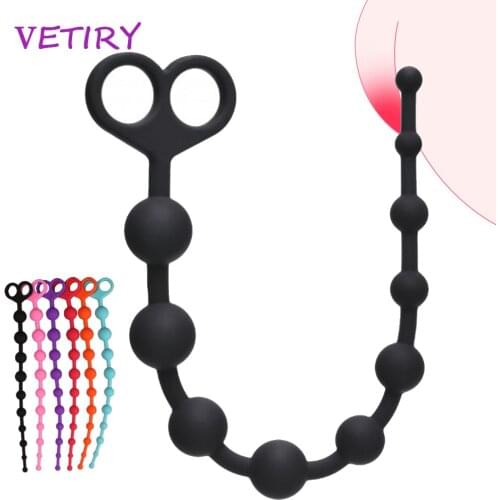 VETIRY Long Anal Beads Anus Stimulator Sex Toys For Woman Gay Men Ten Balls Silicone Butt Plug Prostate Massage Adult Products