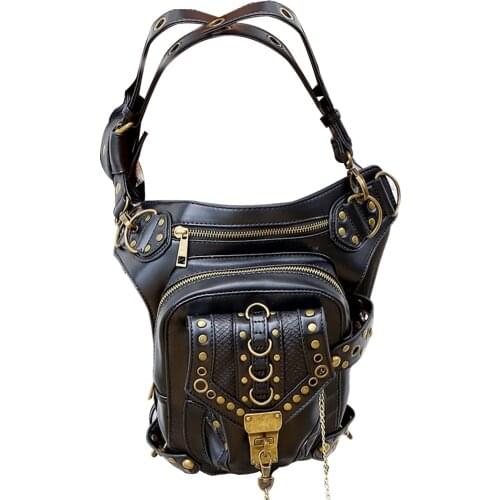 Vintage Steampunk Moto Bag Steam Punk Retro Rock Gothic Biker Bag Shoulder Waist Bags Packs Victorian Women Men Drop Leg Bag