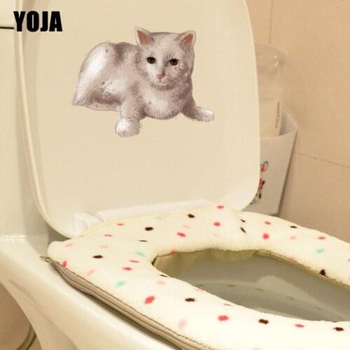 YOJA 21.3*16.4CM Modern Art Cat Living Room Home Decor Toilet Decal Wall Sticker T3-0406