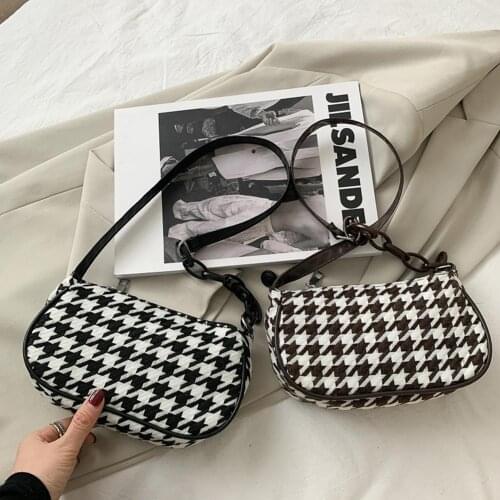 Fashion Plaid Women Chain Underarm Shoulder Bags Vintage Simple Nylon PU Female Daily Casual Shoulder Handbags