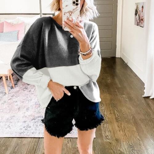 Women Streetwear Knitted Striped Sweater Elegant Jumper Long Sleeve O-neck Color-block Pullovers Tops 2021 Autumn New Arrivals