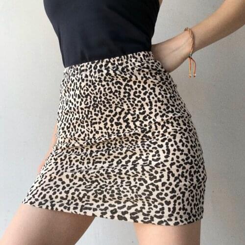 WOMENGAGA Big Stretch Sexy Hip Skirt Black All-match Sexy Leopard Print Tight Simple Versatile Skirt For Women DM4M