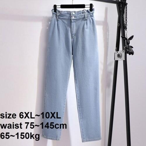 Plus Size 8XL 9XL 10XL 65-150KG Pants Vintage High Waist Jeans Woman Boyfriends Womens Jeans Full Length Mom Jeans Denim Pants