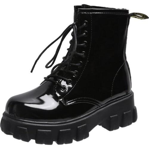 Botas Women Motorcycle Ankle Boots Wedges Female Lace Up Platforms Spring Leather Woman Boots 2021 Botas Mujer Boots for Women