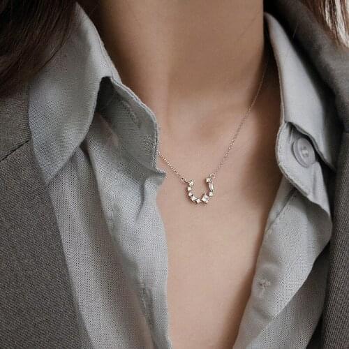 Women Trendy Clear Crystal Pendant Necklace Geometric Choker Jewellery Shiny Jewelry Girlfriend Birthday Gift Fashion