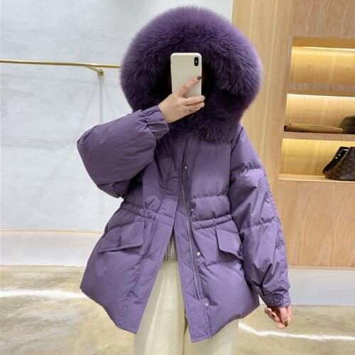 SEDUTMO Winter Thick Warm Duck Down Jackets Women Fox Fur Hooded Coat Autumn Casual Oversize Tunic Long Pocket Jacket ED1641