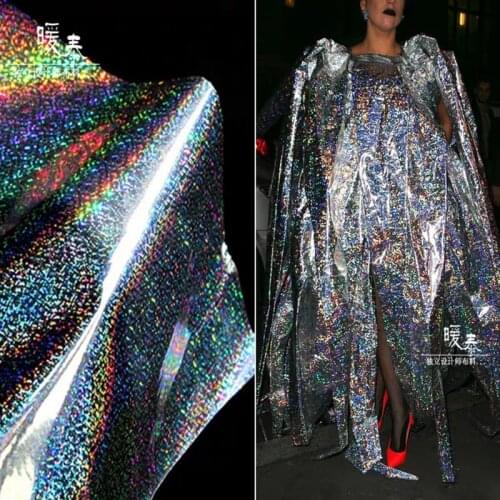 0.4mm TPU Fabric PVC Shiny Rainbow Dots Waterproof DIY Reflective Clothes Coat Raincoat Bags Decor Plastic Designer Fabric
