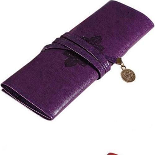 1 PCS 6 Color Kit Pens Brushes School PU leather Bag School Supplies Stationery Hot School Pen Pencil Bag Vintage