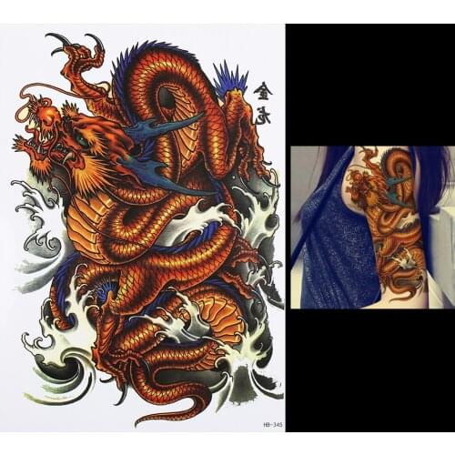 1 PC Water Transfer Body Arm Leg Art Temporary Tattoo Sticker HB345 for Women Men Chinese Dragon Make up Shoulder Tattoo Designs