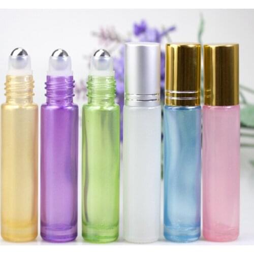 1000pcs/lot 10ml Pearlescent Roller ball bottles 10CC Pearl Glass Perfume Roll on Bottle Essential oil bottle with steel ball