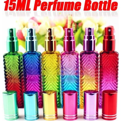 15ml Mini Fragrance Refillable Glass Vials Cosmetic Packaging Spray Bottle Colorful Square Glass Empty Perfume Bottle