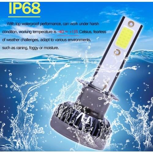 2Pcs Mini 1400W LED Headlight Bulbs Conversion Kit FOG Driving Light Hi-Low Lamps DRL 6000K White-Plug and Play