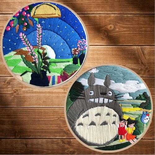 3 Sets Japanese Cartoon Pattern 3D Embroidery Knitting Kit DIY Cross Stitch Decoration Paintings Beginner Needlework Fil Tools