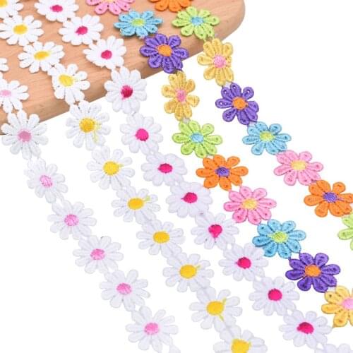 3Yard 25mm Mini Daisy Flower Embossed Hollow Lace Ribbon Wedding Decoration Sewing Apparel Applique DIY Accessories