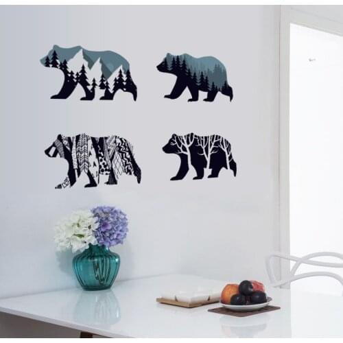 Polar Bear 3d Wall Stickers for Living Room Bedroom Home Decoration Diy Snow Mountain Forest Pattern Mural Art Animal Wall Decal