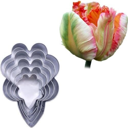5pcs/set Parrot Tulips Petal Set Stainless Steel Candy Biscuit Cookie Cutters Fondant Cake Decorating Tools