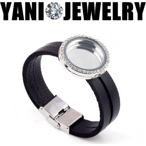 5pcs/lot 30mm Floating Locket Charm Bracelet For Women Men Glass Living Memory Locket Pendant Bracelet Leather Bracelet Bangles