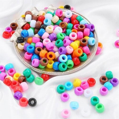 50PC/Lot Acrylic Solid Color Round Barrel Beads Hand Diy Woven Bracelet Earrings Beaded Materials First Jewelry Accessories