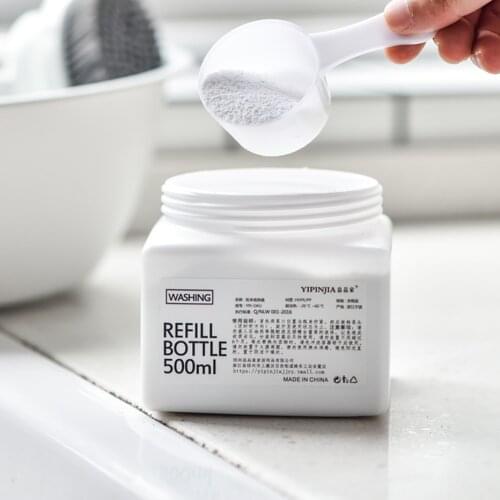 500ml Laundry Powder Box Plastic Refillable Laundry Pods Scent Booster Storage Case with Lids and Spoon Laundry Storage Organize