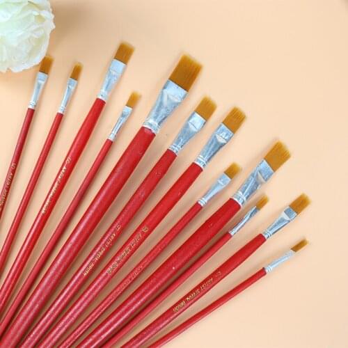 6pcs/12pcs Watercolor Gouache Oil Paint Brushes Set Tool Different Shape Flat Head Nylon Hair Painting Brush Set Art Supplies
