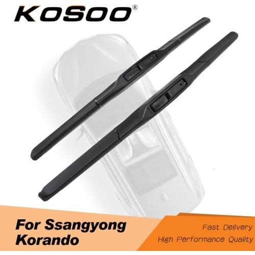 KOSOO For Ssangyong Korando 2011 2012 2013 2014 2015 2016 2017 Fit J Hook Arm Auto Rubber Wiper Blades Clean The Windshield