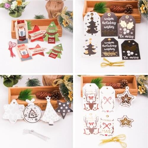 12PCS/Set Hang Paper Tags Merry Christmas Kraft Paper Card Tags Labels DIY Scrapbooking Crafts Christmas/Wedding Party Favors