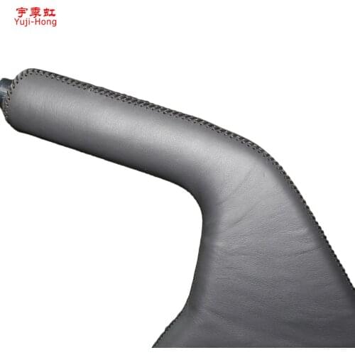 Yuji-Hong Car Handbrake Covers Case for Mazda 3 2011-2015 Genuine Leather Auto Handbrake Grips Black/Red thread