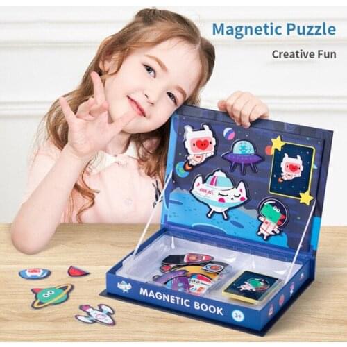 Childrens Intelligent Magnetic Book 3D Puzzles Jigsaw Brain Training Learning Game Educational Toys for Children Kids Gift