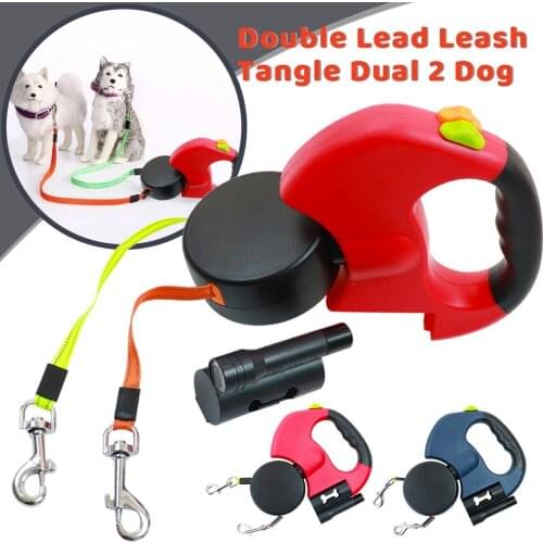 2 Color Retractable Dual Double Pet Leash Rope Zero Tangle Walk For Two Dog Walk The Dog Adjustable Pet Leash Pet Supplies