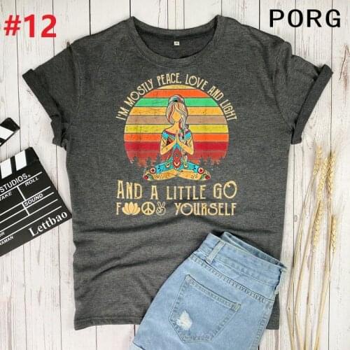 Peace Love and Light Namaste T Shirt Women Dance Lover T-Shirt Hip Hop Oversized Tshirt Summer Tops Tee Female Graphic T Shirts