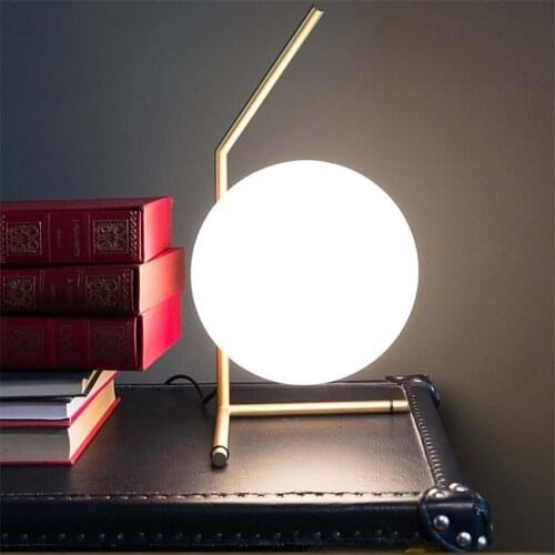 Italian Luxury Post Modern Glass Table Lamps Nordic Bedroom Bedside Study Table Lamps Decorative Ball Deco Living Room Fixtures