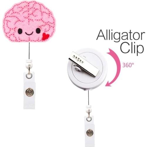 1PC Cute Brain Badge Reel Retractable Nurse Badge Holder Nursing Name Badge Holder for Women Nurse