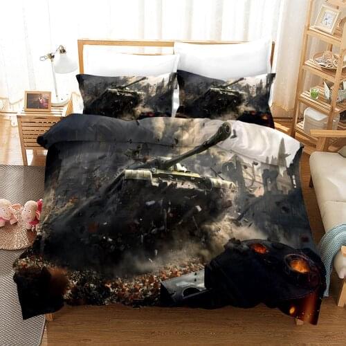 KTLRR Tank Theme Bedding Set Boys Gift Bedroom Decor,100% Microfiber with Zipper 1PC Duvet Cover with Pillowcases