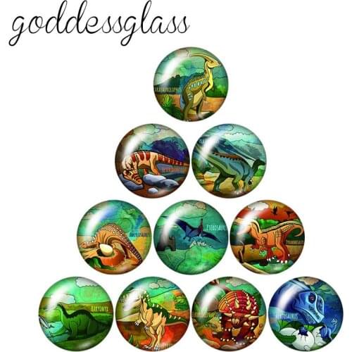 Beauty Jarassic Dinosaurs World Park 10pcs 12mm/18mm/20mm/25mm Round photo demo glass cabochon flat back Making findings ZB0703