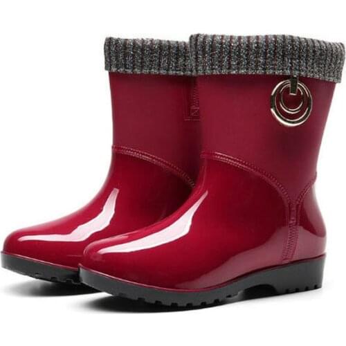 Fashion Winter Women Rain Boots Outdoor Thick Anti-skid Water Shoes PVC Waterproof Wear-resistant Rubber Shoes Casual Rainboots