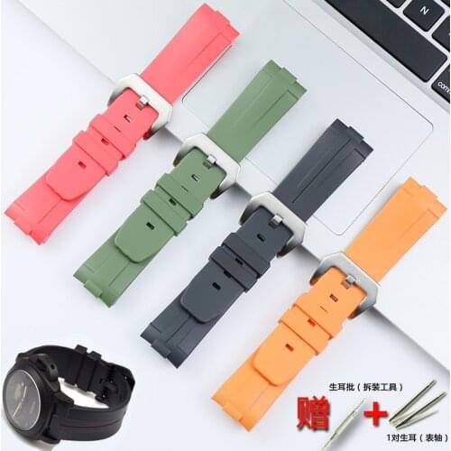 Mens casual business rubber strap pin buckle for Panerai PAM441/312/359 womens silicone sports waterproof strap 24mm