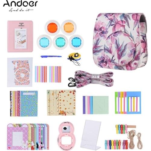 Andoer Accessories Kits Camera Bags for Fujifilm Instax Mini 8/8+/8s/9 with Camera Case/Photo Frame/Border Sticker etc14 in 1