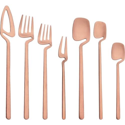 Rose Gold Tableware Set Matte Silverware 304 Stainless Steel Cutlery Kitchen Knife Spoon Fork Flatware Western Dinnerware Set