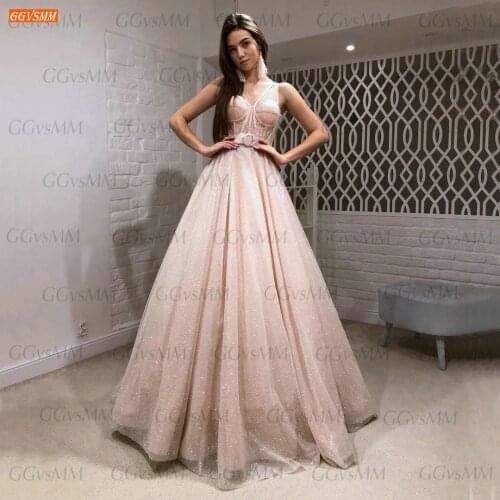New Shiny Pink Prom Gown Long Women 2021 Robe De Bal Femme Longue Custom Made Party Dresses Formal Vestidos Elegantes Para Mujer