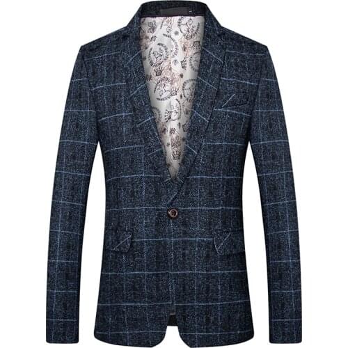 Spring and autumn new plaid suit young mens single western jacket casual Xiaoxi fit handsome suit trend business casual jacket