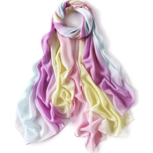 Gradient Ombre Rainbow Striped Scarves Womens Chiffon Muslim Hijabs Turban Islamic Headscarf Stole Malaysia Headwrap Long Shawl