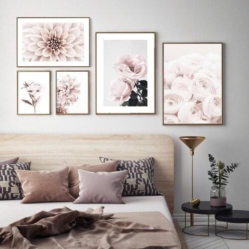 Nature Landscape Poster Small Fresh Pink Flowers Canvas Painting Modern Home Decoration Living Room Bedroom Wall Art Pictures